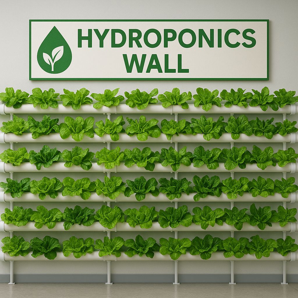 Hydroponic wall inside a café